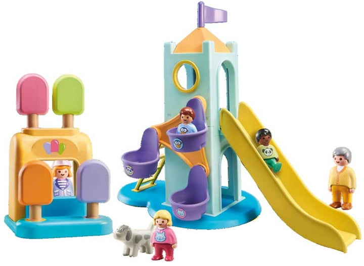 Playmobil 1.2.3 Adventure Tower With Ice Cream Booth