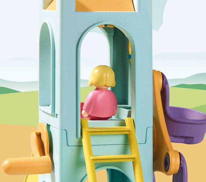 Playmobil 1.2.3 Adventure Tower With Ice Cream Booth