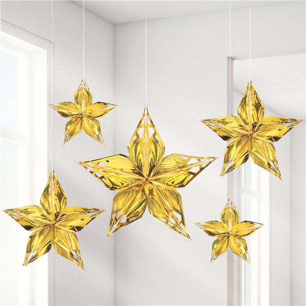 Metallic Gold Hanging Stars