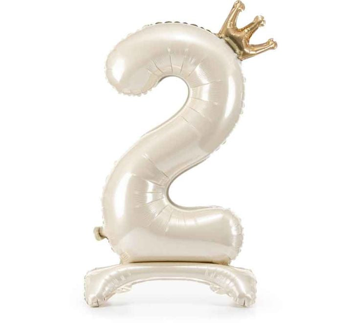 Standing foil balloon number light cream