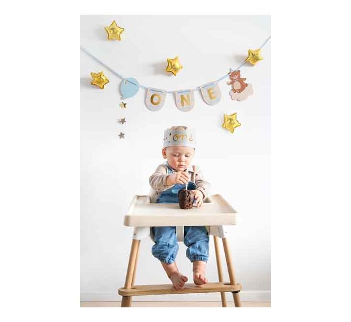 Chair banner and crown Teddy Bear