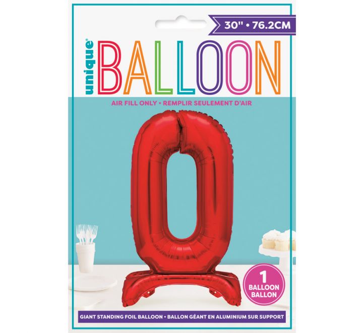 Red Foil Standing Number Balloon