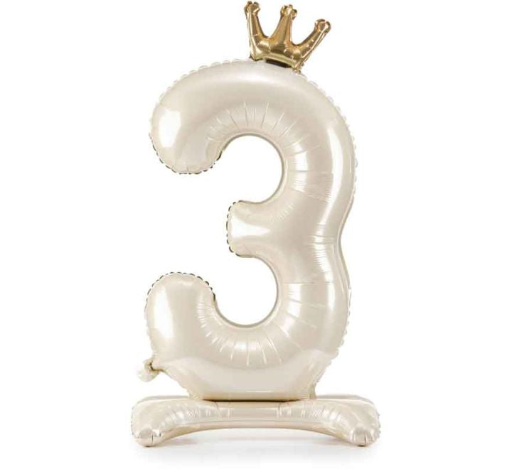 Standing foil balloon number light cream