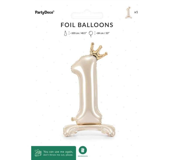 Standing foil balloon number light cream