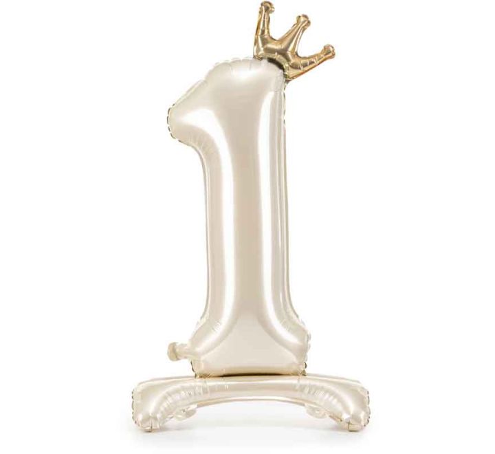 Standing foil balloon number light cream