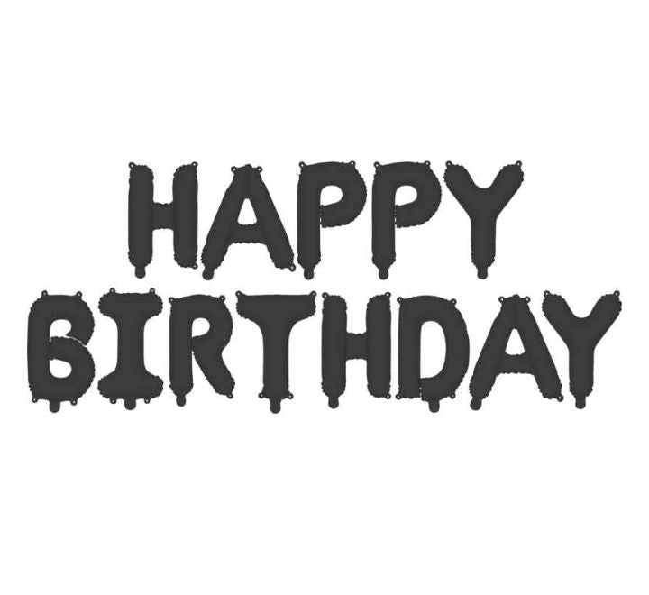 Foil Balloon Happy Birthday,, black