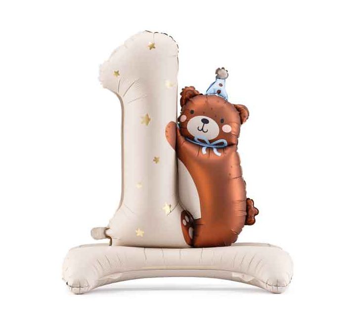 Foil Balloon Number '1' with Bear