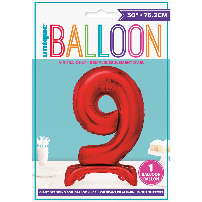 Red Foil Standing Number Balloon