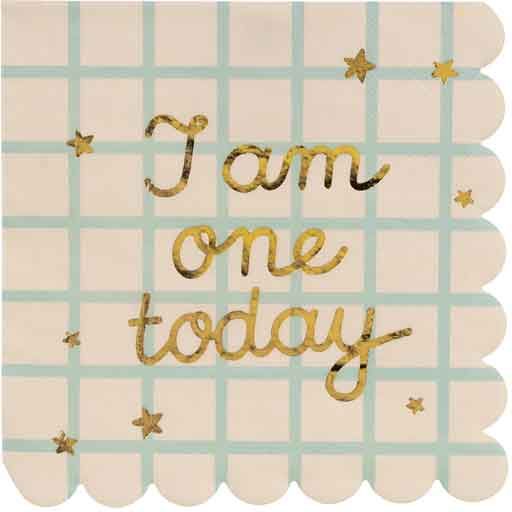 I am one today Teddy Bear Napkins