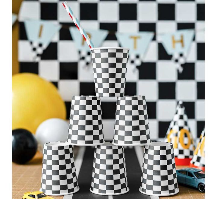 Checkered Flag Cups ( 6 Pieces )
