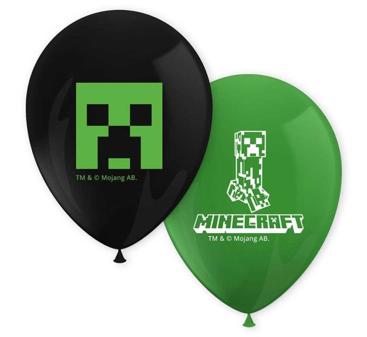 Minecraft Printed Latex Balloons ( 8 Pieces )