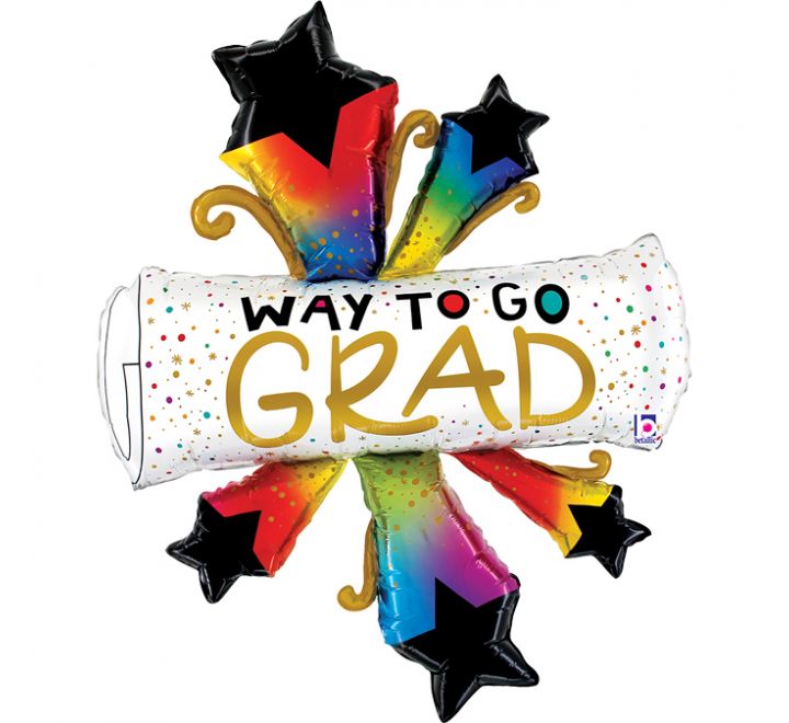 Bursting Stars Grad Diploma Foil Balloon 52"