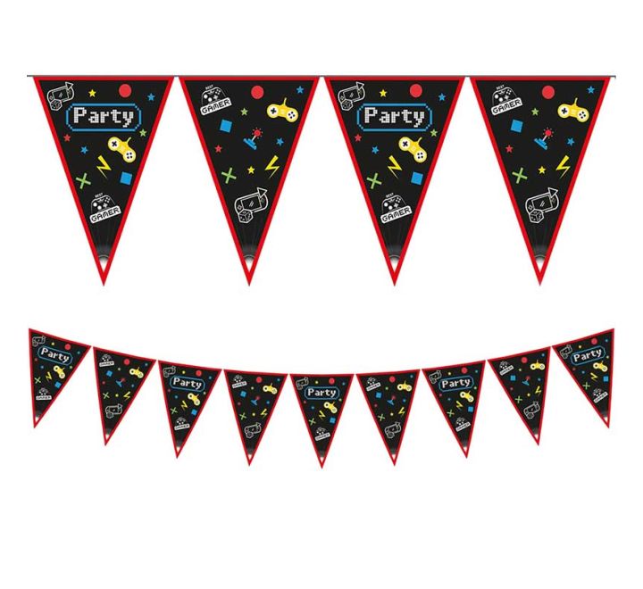 Gaming Party Paper Triangle Flag Banner