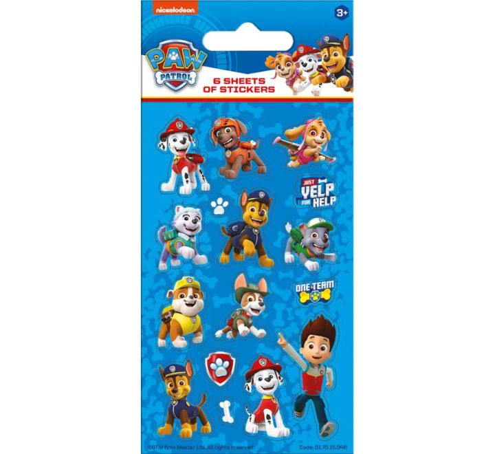 Paw Patrol Party Pack Stickers 6 Sheets