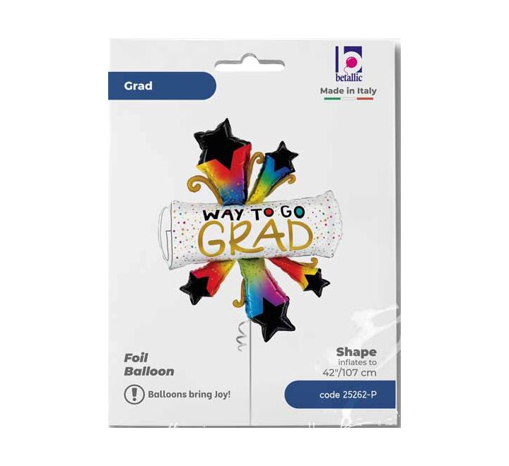 Bursting Stars Grad Diploma Foil Balloon 52"
