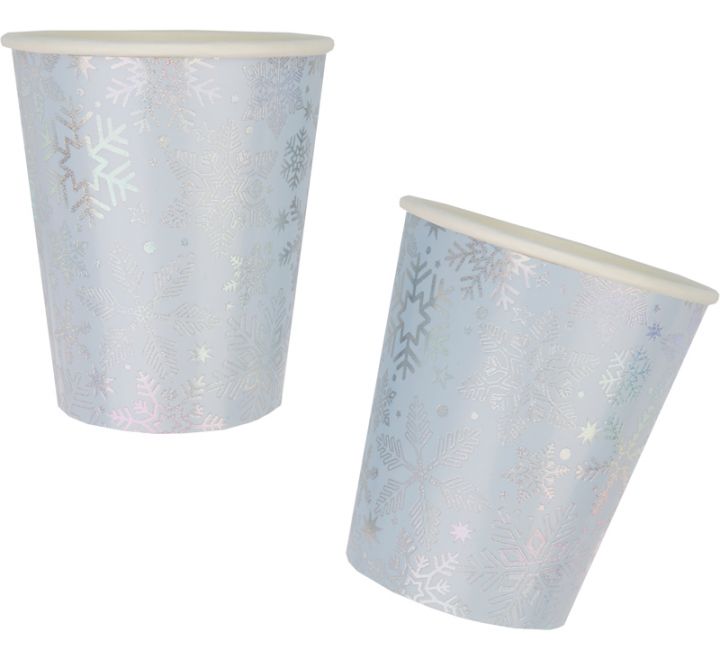Iridescent Snowflakes Cups ( 8 Pieces )