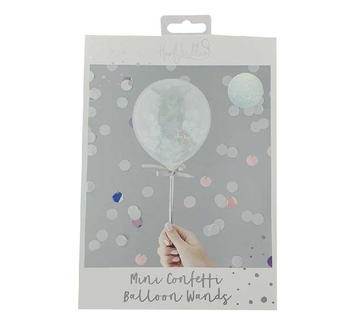 Iridescent Mini Confetti Balloon Wand ( 5 Pieces )