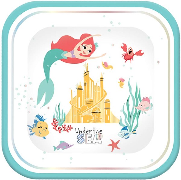 Disney Princess Mermaid Arial Under The Sea Square Plates