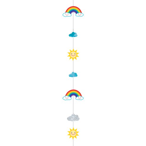 Rainbow & Clouds Glittery Balloon Tail - 1.8m