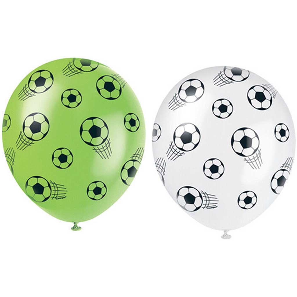 3D Football 12in Latex Balloons 5ct (White&Green)