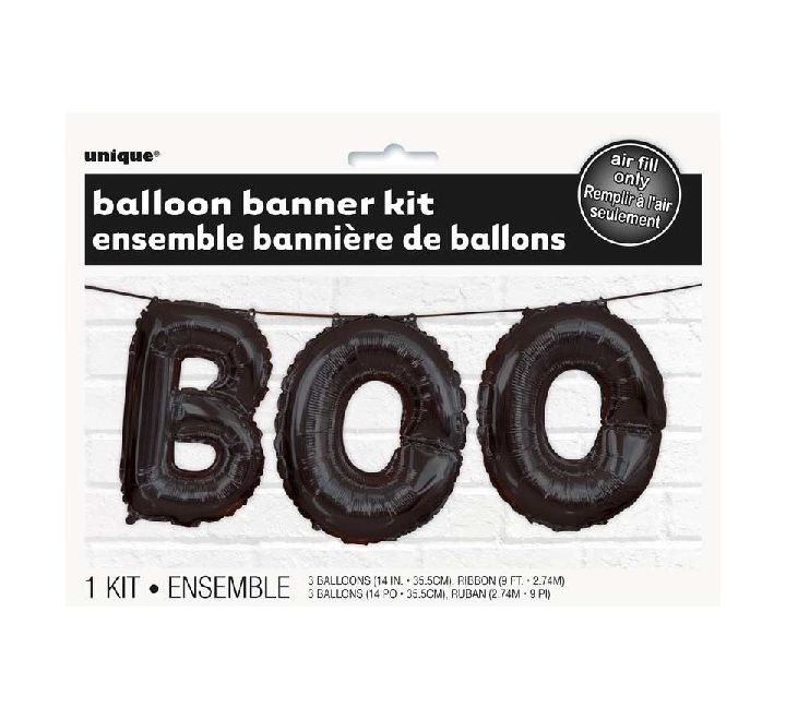 Black BOO Letter Balloon Banner Kit