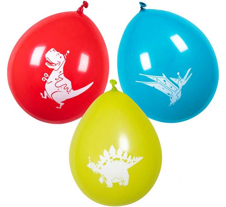Set 6 Latex balloons Dino party (25 cm)