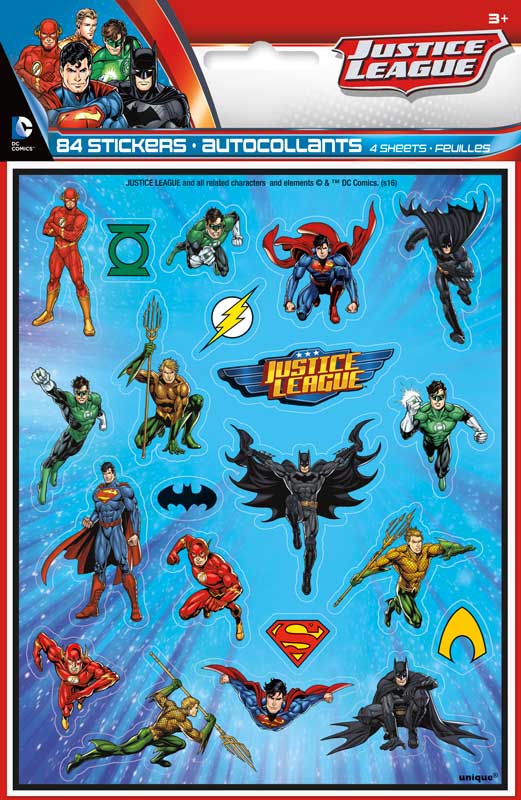 Justice League Sticker Sheets (4 Sheets)
