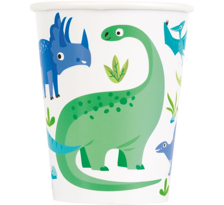 Blue & Green Dinosaur 9oz Paper Cups, 8ct