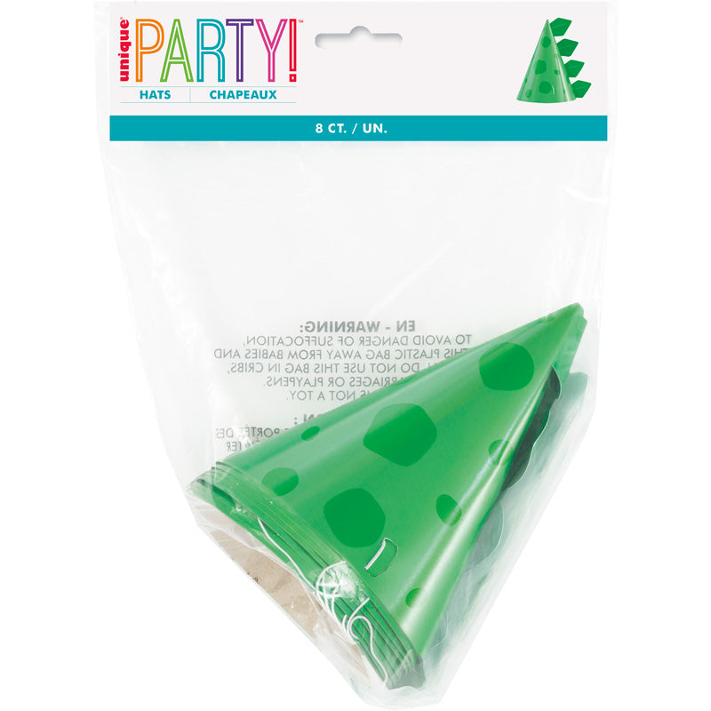8PK Blue & Green Dinosaurs Party Hats