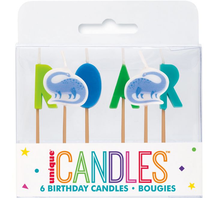 Blue & Green Dinosaur Pick Birthday Candles