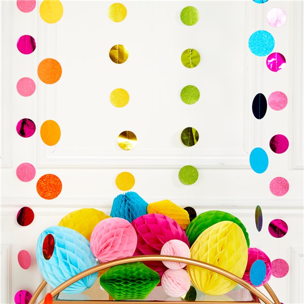 Multi Coloured Glitter Hanging String Decorations