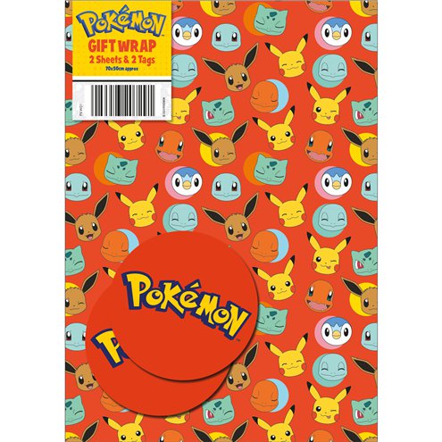 Pokémon Gift Wrap 2 Sheets & Tags