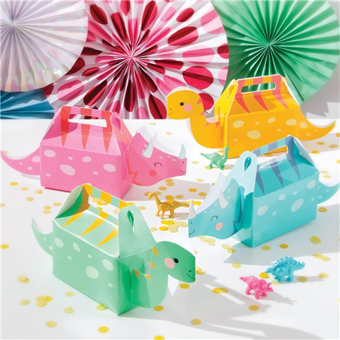 3D Dinosaurs Girl Party Boxes - 13 x 31cm