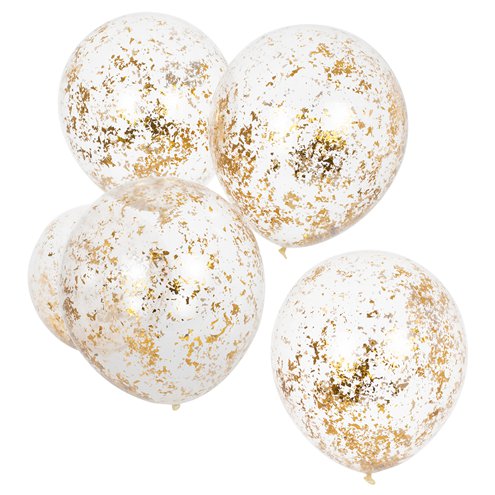 Gold Shredded Confetti Latex Balloons ( 5 Pieces )