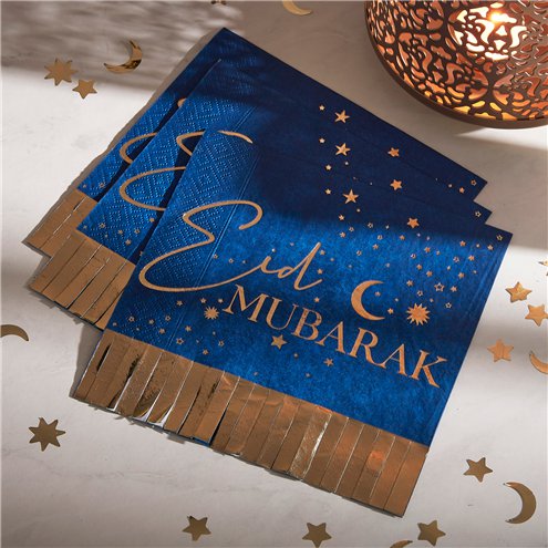 EID Gold Fringe Paper Napkins ( 16 Pieces )