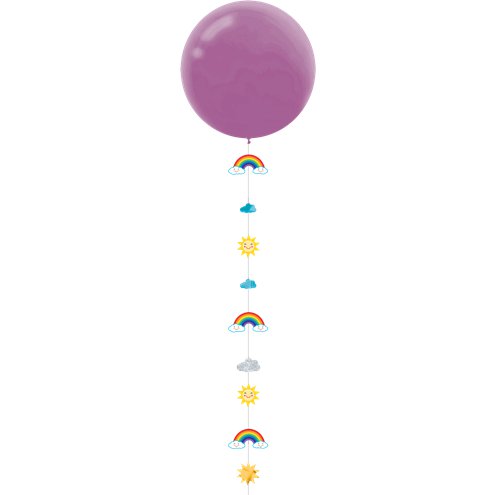 Rainbow & Clouds Glittery Balloon Tail - 1.8m